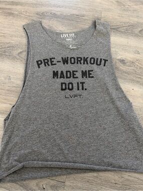 LIVE FIT. Gray Cropped Muscle Tank - Pre-Workout